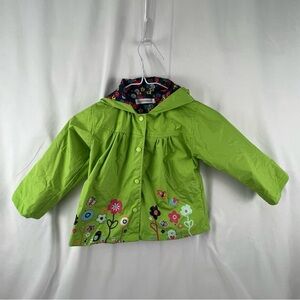 Spring Rain Jacket - Girl's Rain Coat -Green - Spring Flowers - Age 3 to 4 (100)